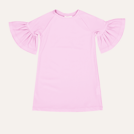 Pink sun dress with bell sleeves